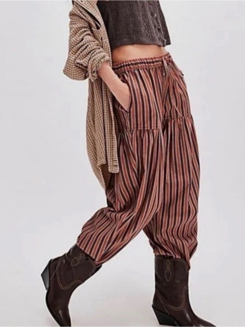 Free People Ellie Stripe Barrel Pants